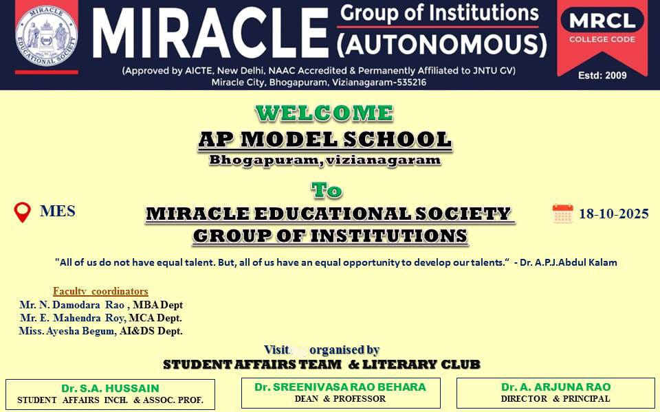 AP MODEL HIGH SCHOOL BHOGAPURAM STUDENTS VISITED TO OUR COLLEGE